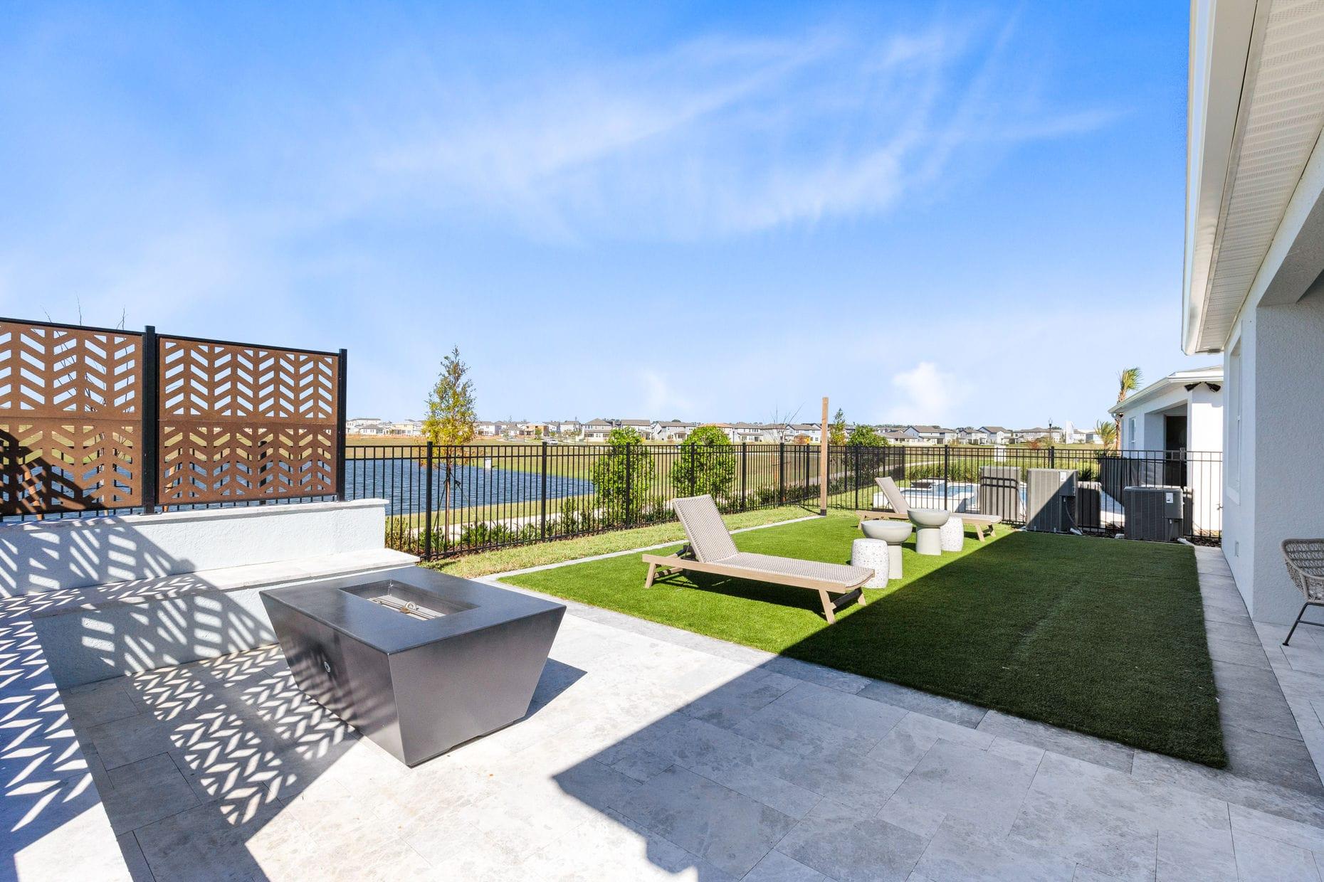 Coral Grand backyard patio with fire table