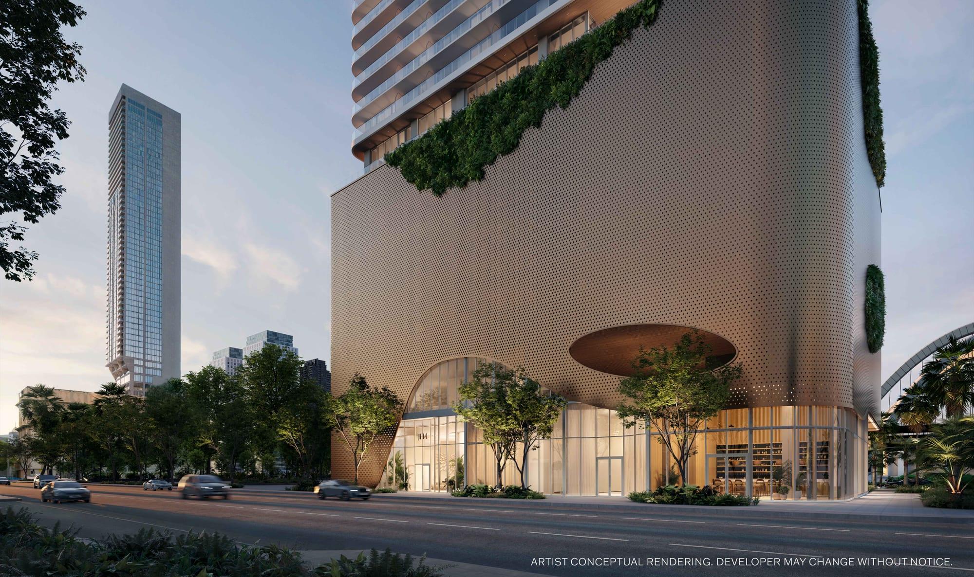Rendering of the base of the tower from the street
