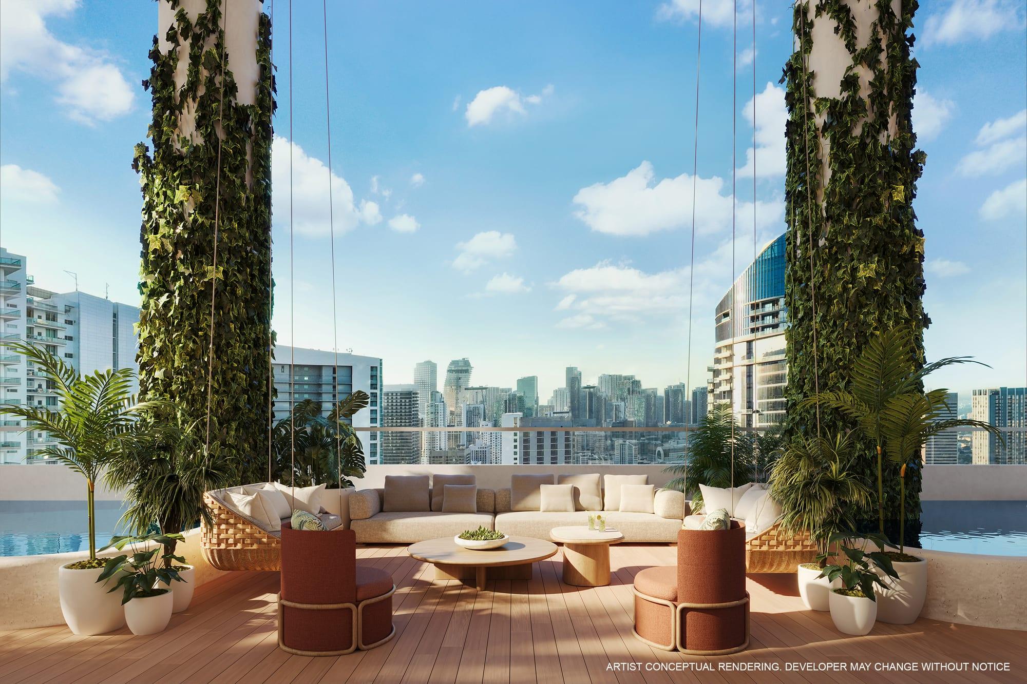 Rendering of the outdoor garden lounge