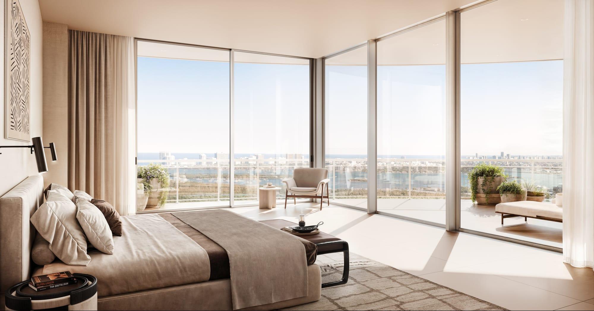 Ilustração de um quarto de penthouse