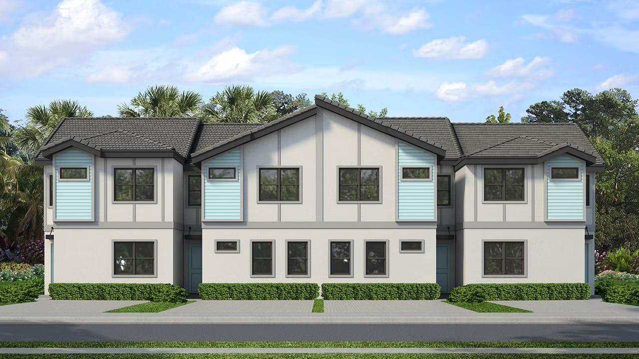 Ilustración de los edificios de townhomes resort