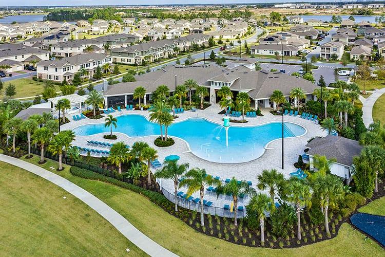Aerial view of the resort-style pool
